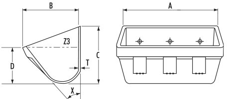 AA Nylathane elevator bucket - drawing