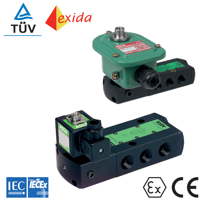 ASCO 551-553 Valves | Exd Flameproof ATEX IECEx Solenoid Valves 5/2 5/3 (Aluminium)