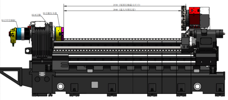C250-2000 CNC Turret Lathe dimension drawing 2