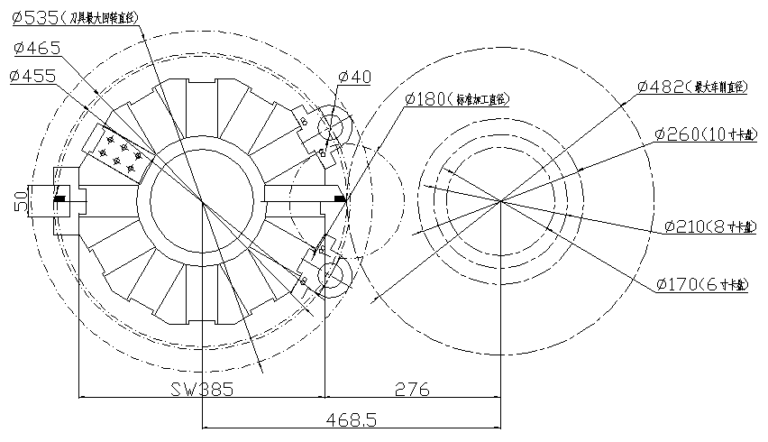 C250-500 CNC Turret Lathe dimension drawing 1