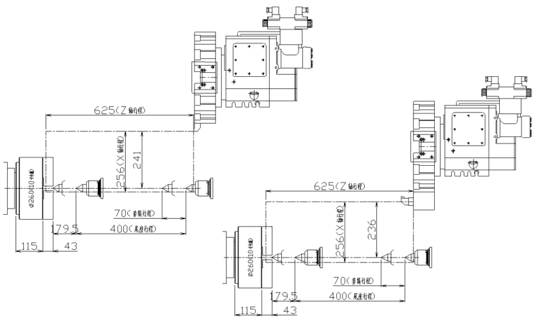 C250-500 CNC Turret Lathe dimension drawing 2