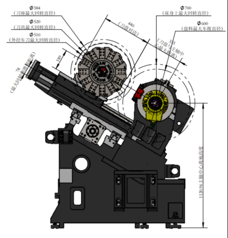 C360-2000 CNC Turret Lathe dimension drawing 1
