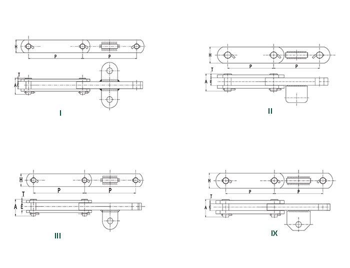 Diffuser Chain, Block & Bar Construction — dimensions