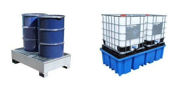 Drum & IBC Spill Pallets (Plastic & Steel Sump Pallets For Containing Hazardous Spills)