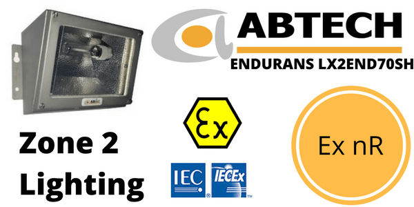 Hazardous Area Bulkhead Lighting Ex nR Zone 2 ATEX | Abtech LX2END70SH
