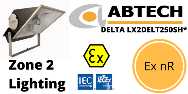 Hazardous Area Floodlight Ex nR Zone 2 ATEX | Abtech LX2DELT250SH*