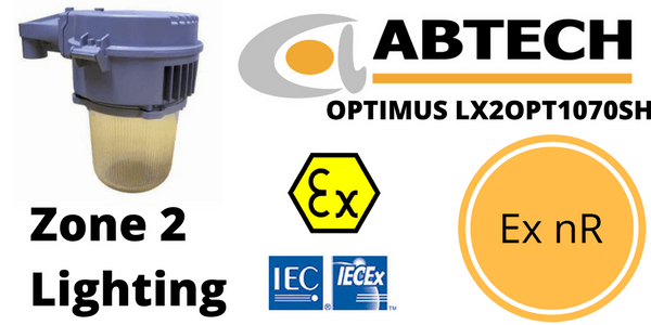 Hazardous Area Wellglass Lighting Ex nR Zone 2 ATEX | Abtech LX2OPT1070SH