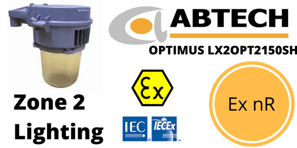 Hazardous Area Wellglass Lighting Ex nR Zone 2 ATEX | Abtech LX2OPT2150SH