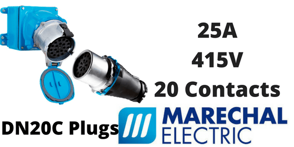 Marechal DN20C Plugs – 20 Contacts 25A 415V IP54/55 Multi-Contact Connectors