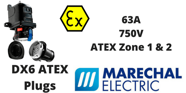 Marechal DX6 Zone 1 & Zone 2 Hazardous Area Plugs 63A 750V