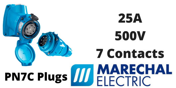 Marechal PN7C Plugs – 7 Contacts 25A 500V IP66/67 Multi-Contact Connectors