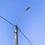 Modern LED streetlight on a concrete pole