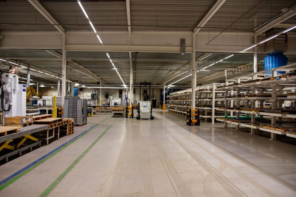 Industrial machinery in a warehouse