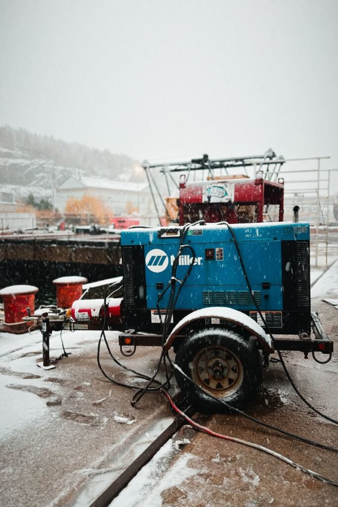 Industrial generator on wheels outdoors