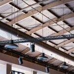 Industrial ceiling lighting installation