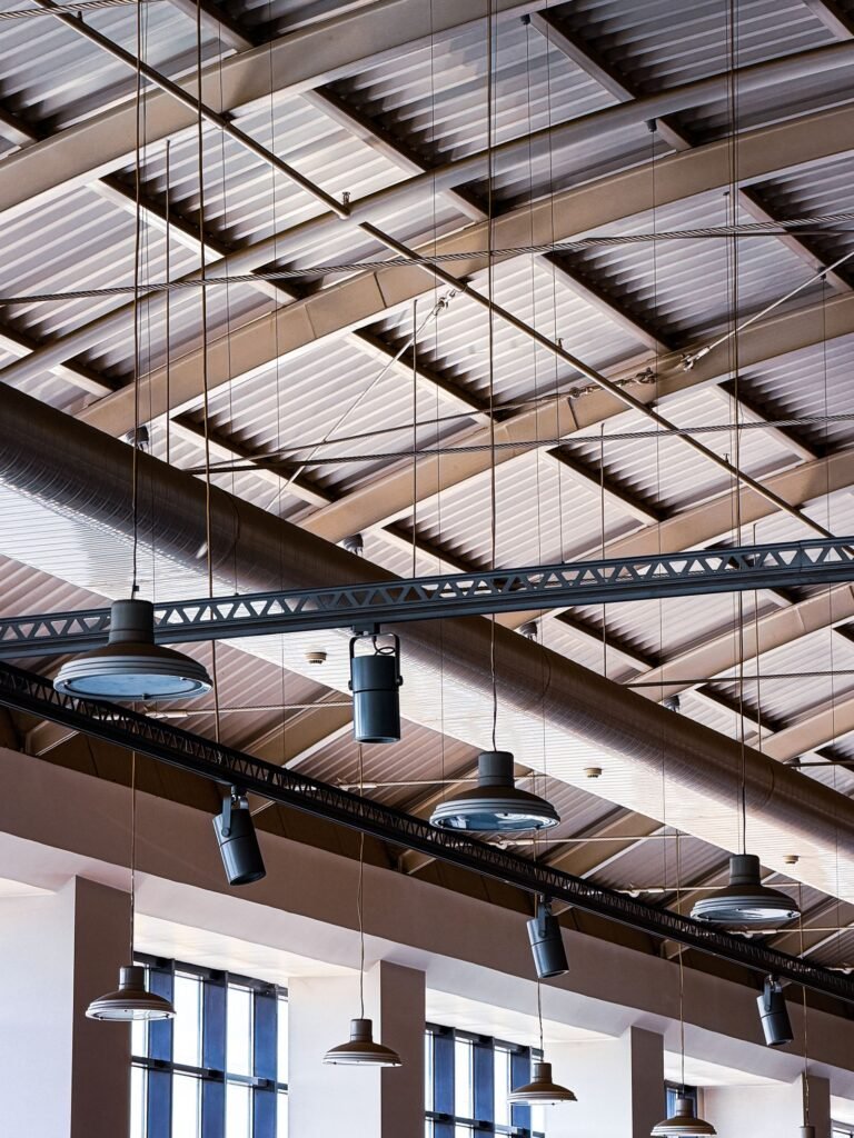Industrial ceiling lighting installation