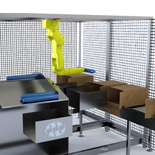 Robotic Case Packer for Snacks and Fragile Bags